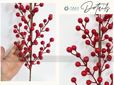 Cành đào đông đỏ 12 nhánh hàng xịn [Trái to - căng đẹp] CANHTRAI-04