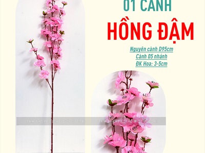 Cành hoa mai hoa đào 5 nhánh loại thường [Dài 95cm - 6 màu chọn] CANHHOA-08