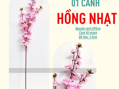 Cành hoa mai hoa đào 5 nhánh loại thường [Dài 95cm - 6 màu chọn] CANHHOA-08