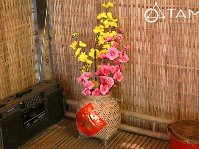 Cành hoa mai hoa đào 5 nhánh loại thường [Dài 95cm - 6 màu chọn] CANHHOA-08