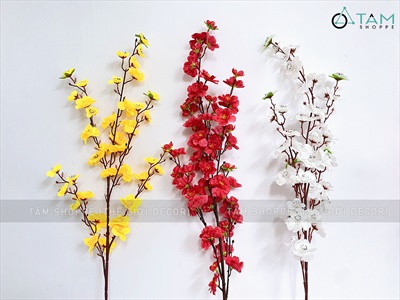 Cành hoa mai hoa đào 5 nhánh loại thường [Dài 95cm - 6 màu chọn] CANHHOA-08