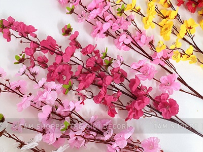 Cành hoa mai hoa đào 5 nhánh loại thường [Dài 95cm - 6 màu chọn] CANHHOA-08