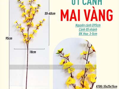 Cành hoa mai hoa đào 5 nhánh loại thường [Dài 95cm - 6 màu chọn] CANHHOA-08