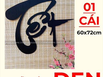 Chữ Tết thư pháp cỡ lớn bằng gỗ 60x72cm [Gỗ nhẹ - Màu sơn mờ] CHU-GO-06