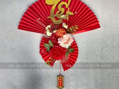 Chữ Tết thư pháp mút kim tuyến dán mẹt, dán dưa hấu, bình hoa [Font đẹp - màu sang] CHU-MUT-01