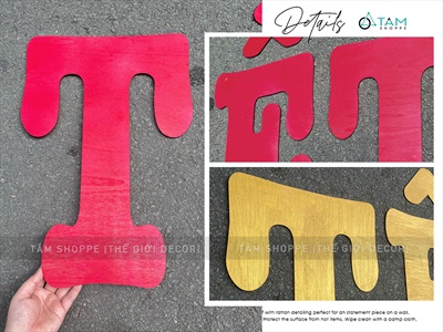 Chữ Tết viết hoa cỡ lớn bằng gỗ cao 70cm [Gỗ nhẹ - Màu sơn mờ] CHU-GO-07