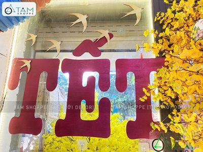 Chữ Tết viết hoa cỡ lớn bằng gỗ cao 70cm [Gỗ nhẹ - Màu sơn mờ] CHU-GO-07