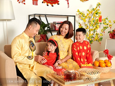 Dây banner treo Tết 7 phụ kiện giấy thần tài pháo nổ ĐK20cm dài 2m BANER-TET-01