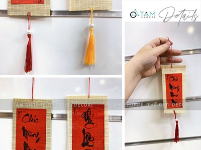 Dây treo Tết liễn thư pháp mành tre nhỏ [Đủ cỡ - Nhiều nội dung] PKT-TET-07