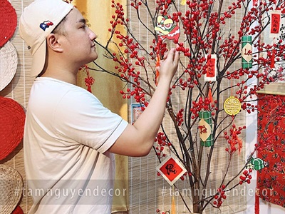 Dây treo Tết liễn thư pháp mành tre nhỏ [Đủ cỡ - Nhiều nội dung] PKT-TET-07
