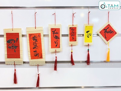 Dây treo Tết liễn thư pháp mành tre nhỏ [Đủ cỡ - Nhiều nội dung] PKT-TET-07