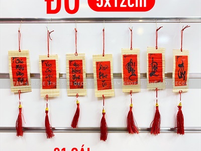 Dây treo Tết liễn thư pháp mành tre nhỏ [Đủ cỡ - Nhiều nội dung] PKT-TET-07