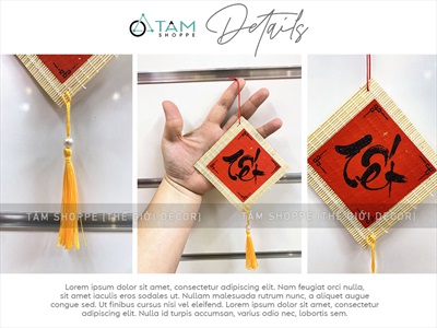 Dây treo Tết liễn thư pháp mành tre nhỏ [Đủ cỡ - Nhiều nội dung] PKT-TET-07