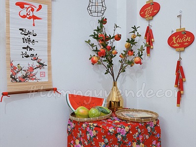Dây treo Tết lồng đèn pháo gỗ chữ Tết - Xuân [Thủ công - Kĩ đẹp] PKT-TET-05