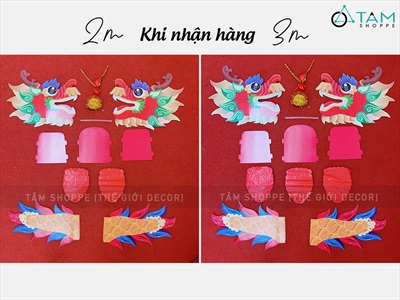 Lồng đèn con Rồng đỏ nilon đầu giấy dài 3m-5m [Lắp ghép - dày đẹp] LDEN-NILON-03