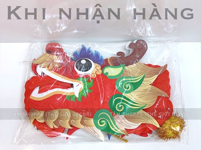 Lồng đèn con Rồng đỏ nilon đầu giấy dài 3m-5m [Lắp ghép - dày đẹp] LDEN-NILON-03