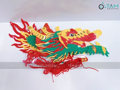 Lồng đèn con Rồng đỏ nilon đầu nhựa plastic dài 1m2 [Loại xịn - dày đẹp] LDEN-NILON-02