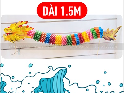 Lồng đèn con Rồng giấy cầm tay dài 1-3m [Treo được - dày đẹp] LDEN-GIAY-10