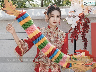 Lồng đèn con Rồng giấy cầm tay dài 1-3m [Treo được - dày đẹp] LDEN-GIAY-10