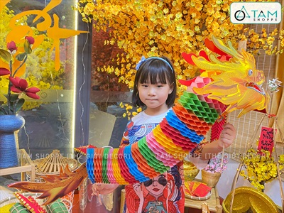 Lồng đèn con Rồng giấy cầm tay dài 1-3m [Treo được - dày đẹp] LDEN-GIAY-10