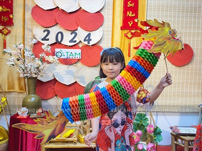 Lồng đèn con Rồng giấy cầm tay dài 1-3m [Treo được - dày đẹp] LDEN-GIAY-10