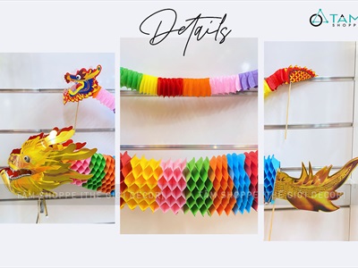 Lồng đèn con Rồng giấy cầm tay dài 1-3m [Treo được - dày đẹp] LDEN-GIAY-10