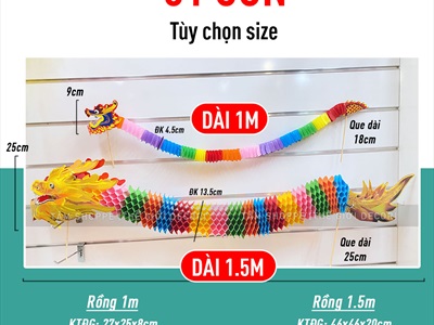 Lồng đèn con Rồng giấy cầm tay dài 1-3m [Treo được - dày đẹp] LDEN-GIAY-10