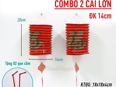 Set 02-05 Lồng đèn giấy con sâu chữ Phúc hoạ tiết (tặng que cầm) LDEN-GIAY-03