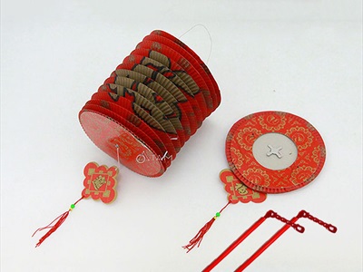 Set 02-05 Lồng đèn giấy con sâu chữ Phúc hoạ tiết (tặng que cầm) LDEN-GIAY-03