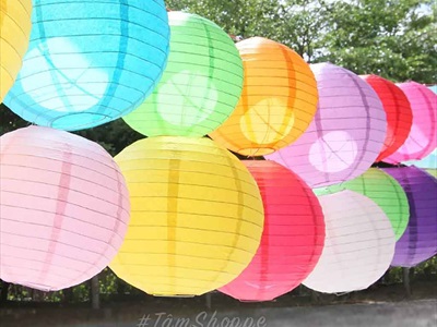 Lồng đèn vải tròn nhiều màu nhiều cỡ LDEN-VAI-01
