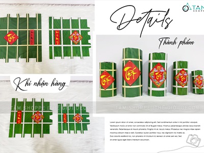 Mô hình bánh chưng bánh tét dưa hấu giấy [ DIY tự gấp - Nhiều cỡ] CHUNGTET-03