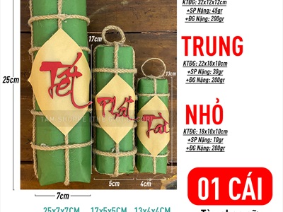 Mô hình bánh chưng bánh tét mộc Vintage [Thủ công - Ngẫu nhiên chữ] CHUNGTET-02