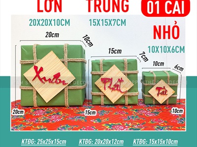 Mô hình bánh chưng bánh tét mộc Vintage [Thủ công - Ngẫu nhiên chữ] CHUNGTET-02