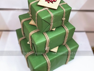 Mô hình bánh chưng bánh tét mộc Vintage [Thủ công - Ngẫu nhiên chữ] CHUNGTET-02