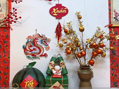 Mô hình bánh chưng bánh tét mộc Vintage [Thủ công - Ngẫu nhiên chữ] CHUNGTET-02