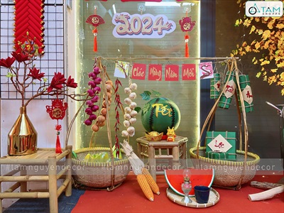 Mô hình bánh chưng bánh tét mộc Vintage [Thủ công - Ngẫu nhiên chữ] CHUNGTET-02