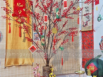 Mô hình bánh chưng bánh tét mộc Vintage [Thủ công - Ngẫu nhiên chữ] CHUNGTET-02