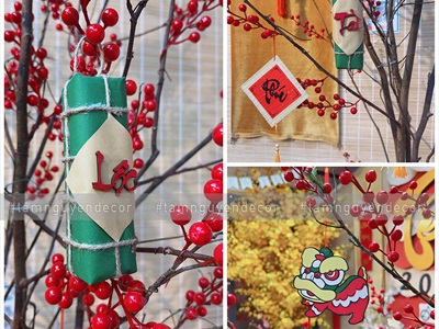 Mô hình bánh chưng bánh tét mộc Vintage [Thủ công - Ngẫu nhiên chữ] CHUNGTET-02