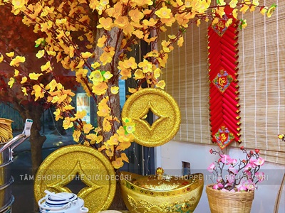Mô hình đồng tiền vàng mút xốp kim tuyến cỡ lớn [Hàng đẹp + 03 cỡ] DONGTIEN-02