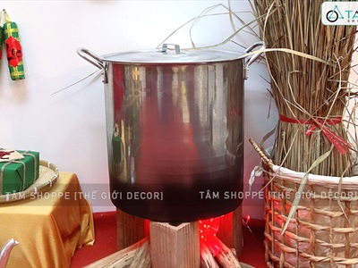 Nồi nấu bánh chưng bánh tét trụ cao bằng nhôm ĐK36cm [Vừa decor - Dày đẹp] NOINIEU-01