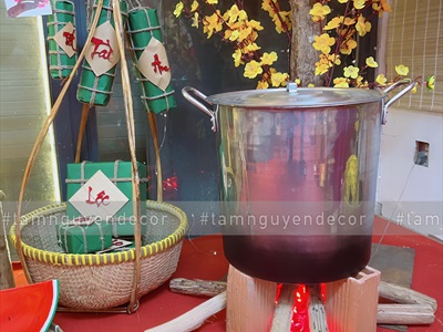 Nồi nấu bánh chưng bánh tét trụ cao bằng nhôm ĐK36cm [Vừa decor - Dày đẹp] NOINIEU-01