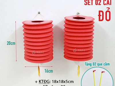 Set 02 lồng đèn giấy con sâu ĐK16cm màu trơn (tặng que cầm) LDEN-GIAY-01