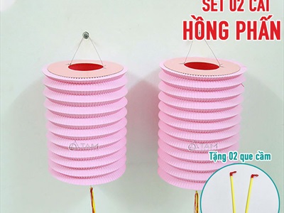 Set 02 lồng đèn giấy con sâu ĐK16cm màu trơn (tặng que cầm) LDEN-GIAY-01