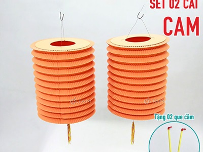 Set 02 lồng đèn giấy con sâu ĐK16cm màu trơn (tặng que cầm) LDEN-GIAY-01