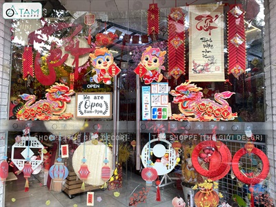 Set 02 Rồng giấy dán cửa dán tường ngày Tết [Ép kim - sắc nét] GIAYDAN-01