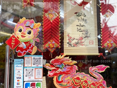 Set 02 Rồng giấy dán cửa dán tường ngày Tết [Ép kim - sắc nét] GIAYDAN-01