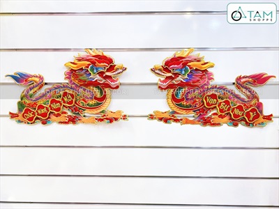 Set 02 Rồng giấy dán cửa dán tường ngày Tết [Ép kim - sắc nét] GIAYDAN-01