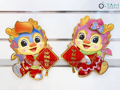 Set 02 Rồng giấy dán cửa dán tường ngày Tết [Ép kim - sắc nét] GIAYDAN-01