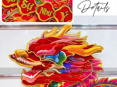 Set 02 Rồng giấy dán cửa dán tường ngày Tết [Ép kim - sắc nét] GIAYDAN-01