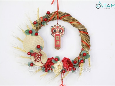 Set 06 đầu lân giấy ép kim kèm dây treo PKT-TET-03